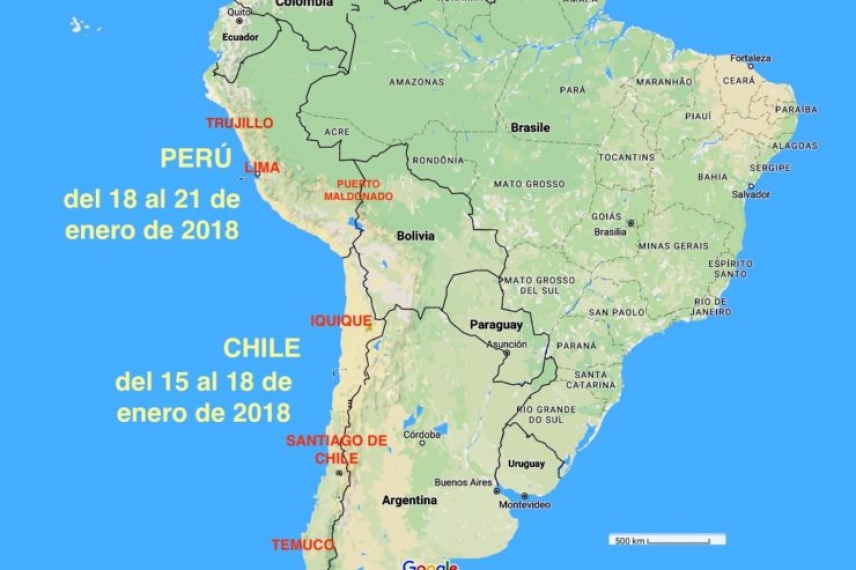 Chili : Một phái đoàn Tòa Thánh đi Santiago, Temuco và Iquique